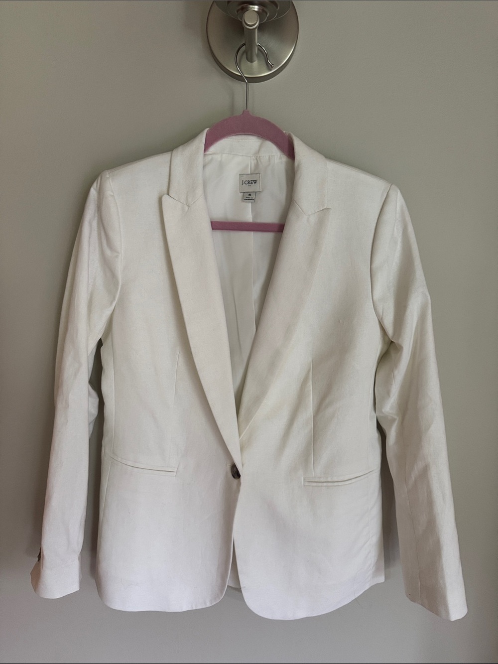 J. Crew Crisp White Single-Button Linen-blend Blazer